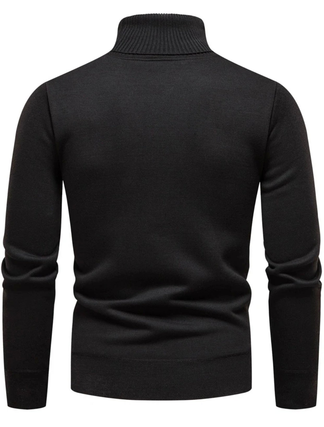 SCHWARZER ROLLKRAGENPULLOVER MIT THERMAL FUTTER
