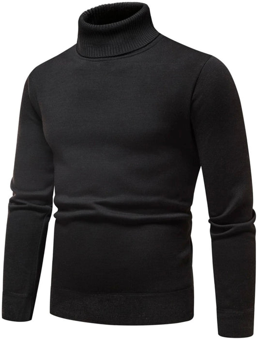 SCHWARZER ROLLKRAGENPULLOVER MIT THERMAL FUTTER