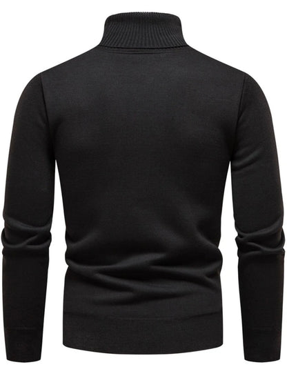 SCHWARZER ROLLKRAGENPULLOVER MIT THERMAL FUTTER